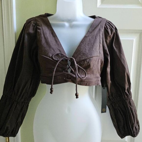 NWT House of Harlow 1960 x Revolve Dark Brown Rogue Top Size Small - Picture 3 of 14